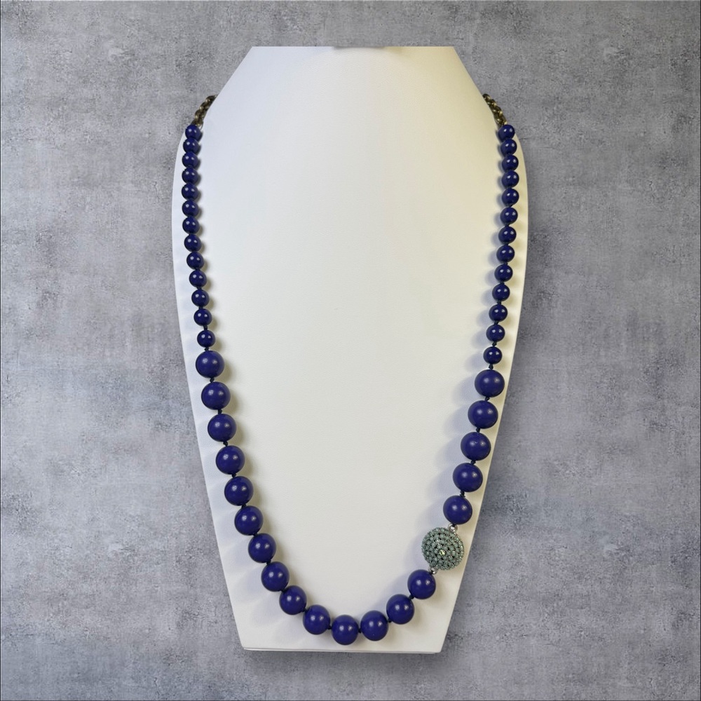 278. Fossil Vintage Purple Beaded‎ Necklace Turquoise Rhinestone Accent